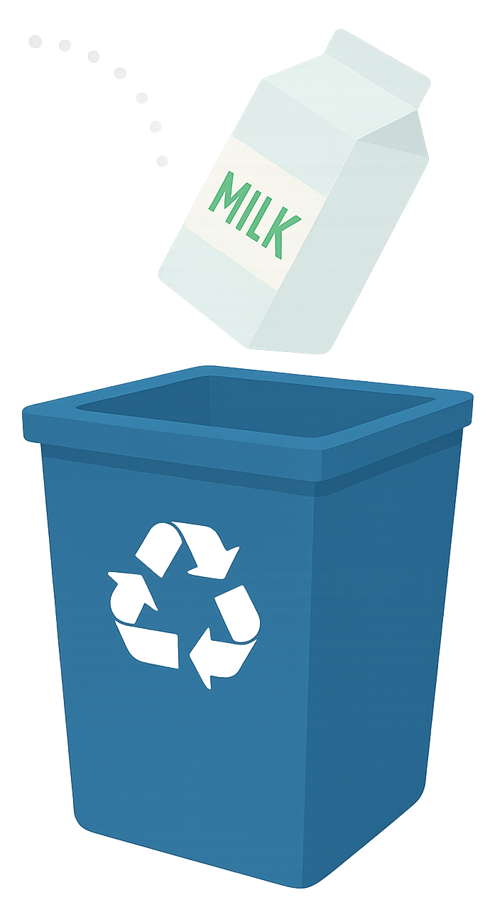 Carton going into recycle bin